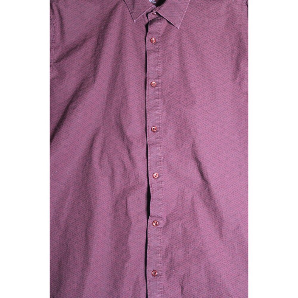 Guess L/S Red Pattern Button Down Dress Shirt Men… - image 2